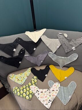 Copper Pearl- Kids Bandana Bib Set - Multi Color Mix- Lot of 14 Bibs.